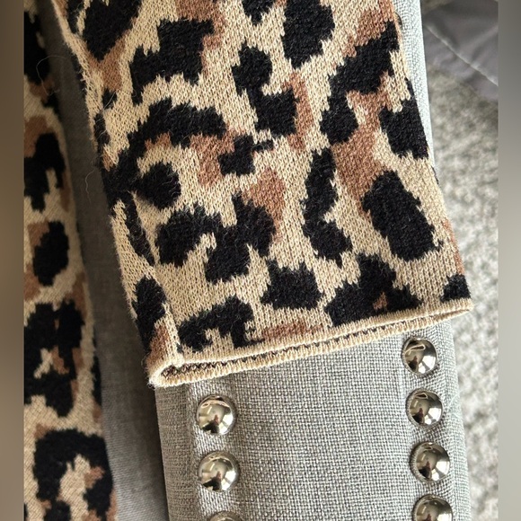 J Crew Black Brown Tan Leopard Animal Print Long Sleeve Sweater Dress Size S - Picture 6 of 11